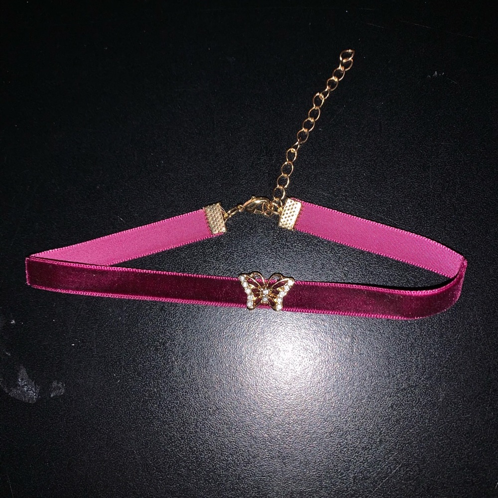 Burgundy butterfly choker